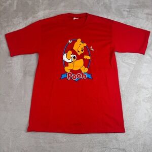 Vintage Disney Winnie The Pooh Shirt Mens L‎ Red Preowned Cartoon Comfort Tee